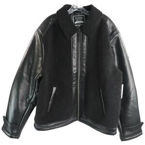 GUESS Mens Ren Bonded Faux Sherpa Jacket, Jet Black Multi, XXL